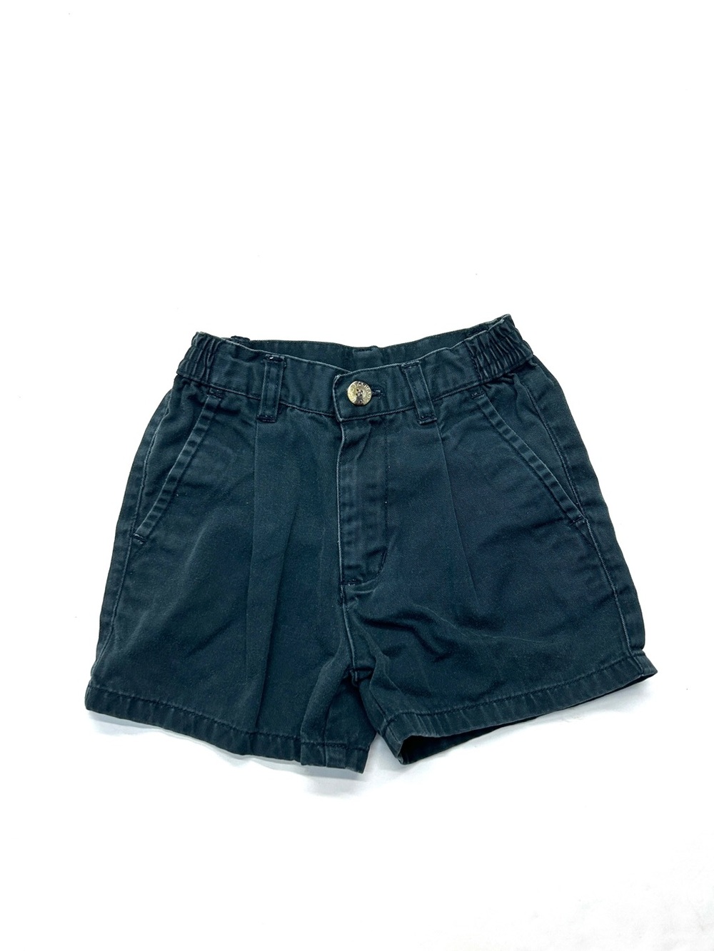 Duck Head 🦆 Vintage 90s Black Gray Cotton Chino Shorts Pleated Back Logo